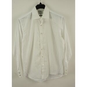 Harvie Hudson Jermyn St. Slim Mens 17 Long Sleeve White Twill Cotton Dress Shirt